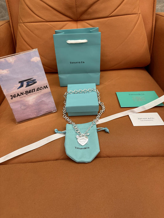 Colar Tiffany & Co. Coração com Etiqueta em Prata de Lei