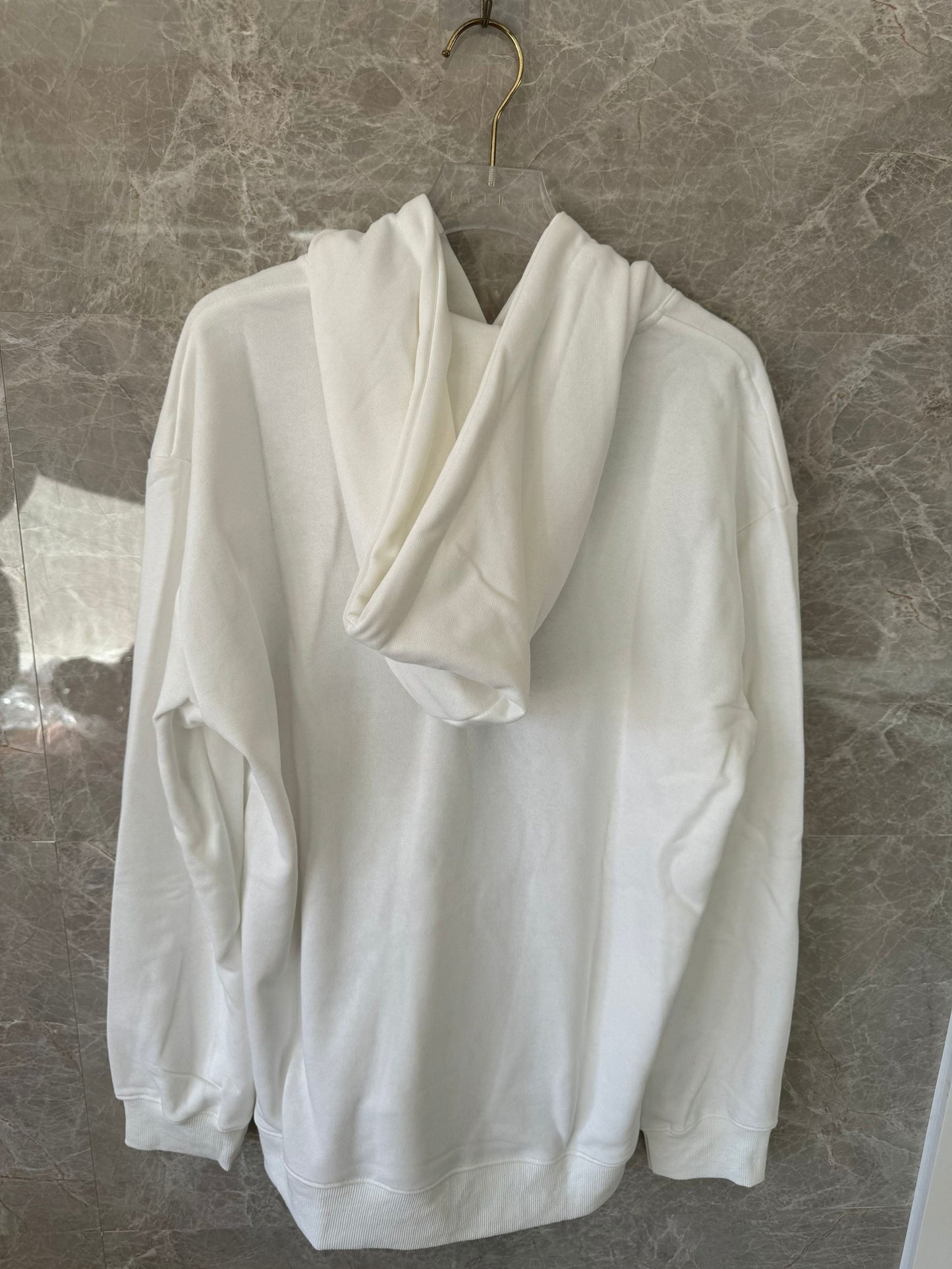Alexander McQueen White Distressed Logo Hoodie with Color Accents