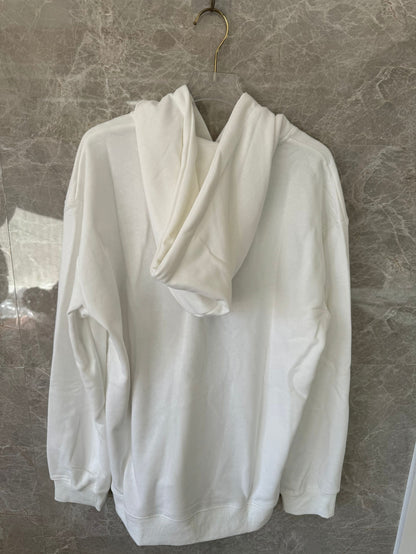 Alexander McQueen White Distressed Logo Hoodie with Color Accents