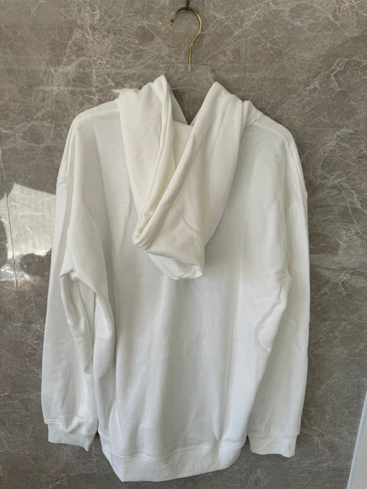 Alexander McQueen White Distressed Logo Hoodie with Color Accents