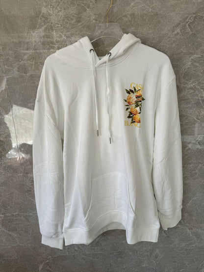 Casablanca White Hoodie with Floral Embroidery – Elegant Floral Graphic Hoodie