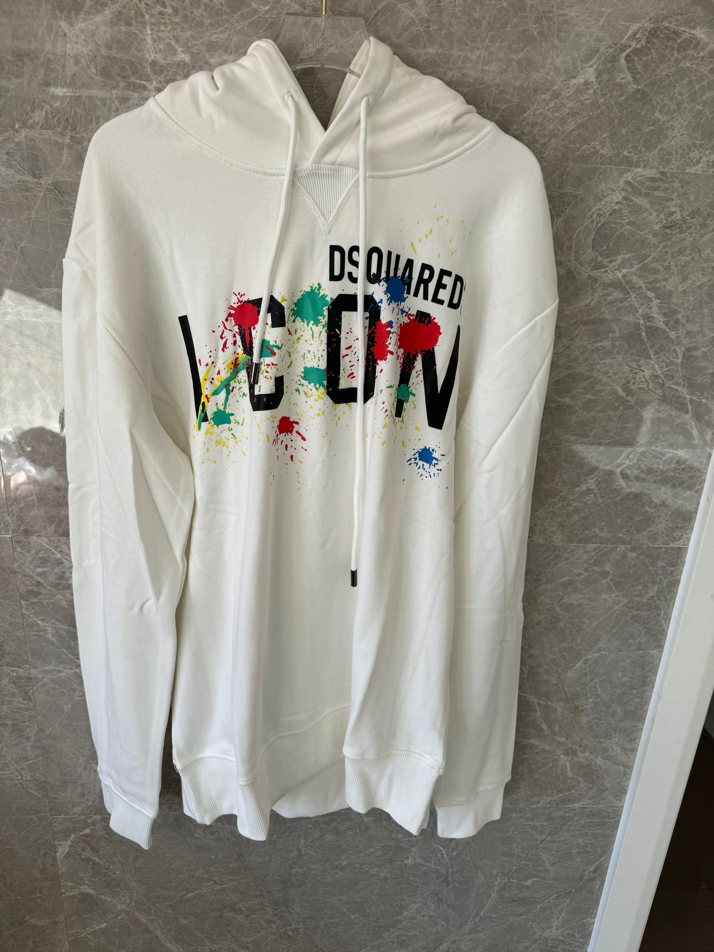 Moletom com capuz Dsquared2 ICON com respingos de tinta - branco