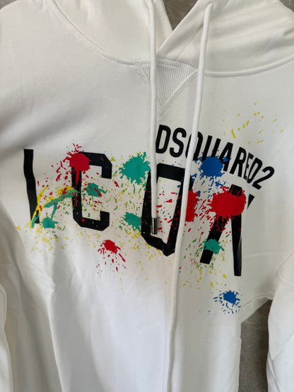 Moletom com capuz Dsquared2 ICON com respingos de tinta - branco