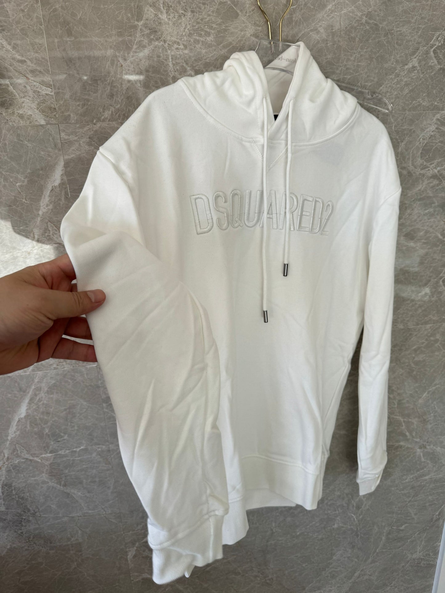 Sudadera con capucha blanca clásica con logotipo bordado de Dsquared2