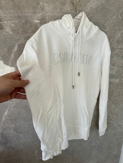 Sudadera con capucha blanca clásica con logotipo bordado de Dsquared2