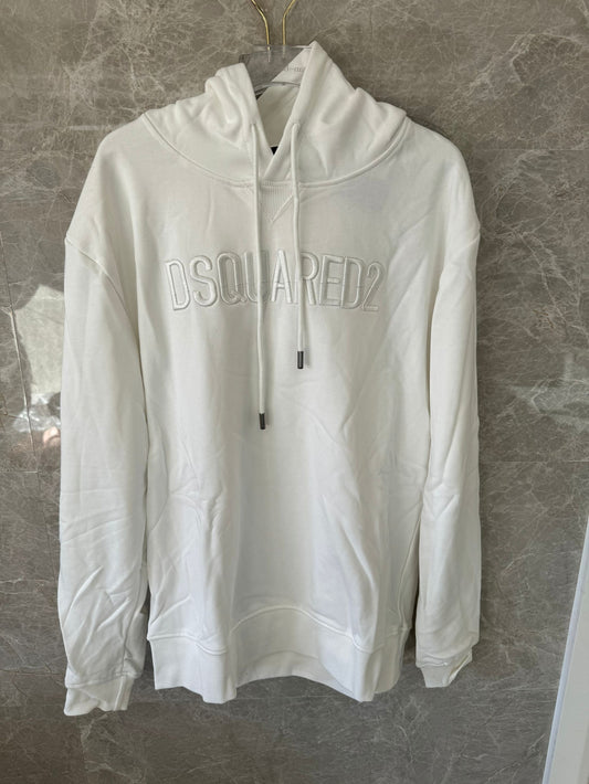 Moletom com capuz bordado com logotipo branco clássico Dsquared2