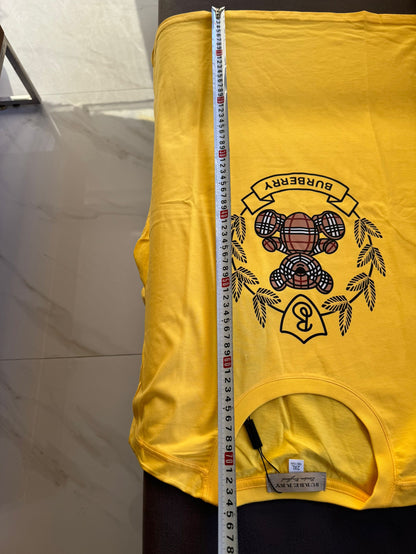 Burberry Yellow Crest Emblem T-shirt with Plaid Bear