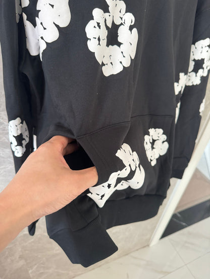 Sudadera con capucha negra Denim Tears con estampado floral