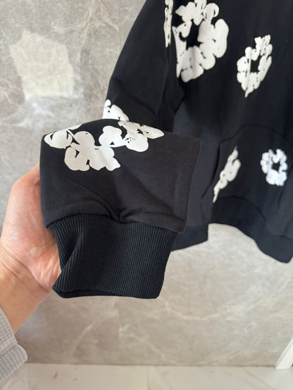Sudadera con capucha negra Denim Tears con estampado floral