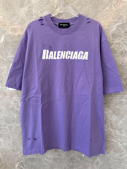 Balenciaga Distressed Logo T-shirt in Purple