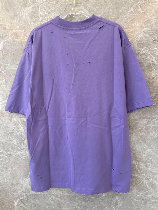 Balenciaga Distressed Logo T-shirt in Purple