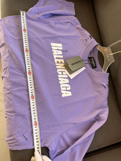 Balenciaga Distressed Logo T-shirt in Purple