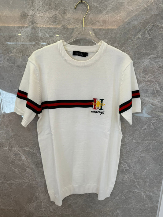 Top de punto de manga corta de Gucci con logotipo bordado