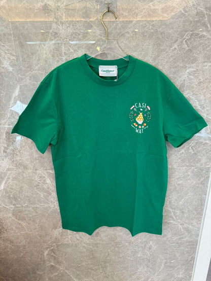 Casablanca "Casa Way" Green Graphic T-shirt - Italian Lemon Bowl and Tennis Print