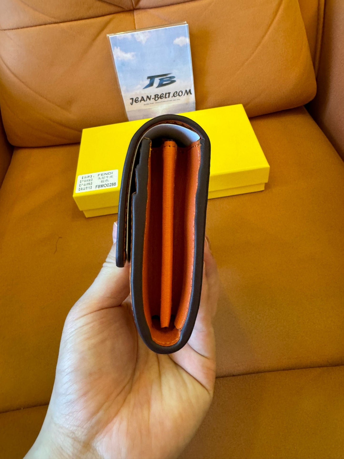 Fendi Roma long leather wallet – camel brown