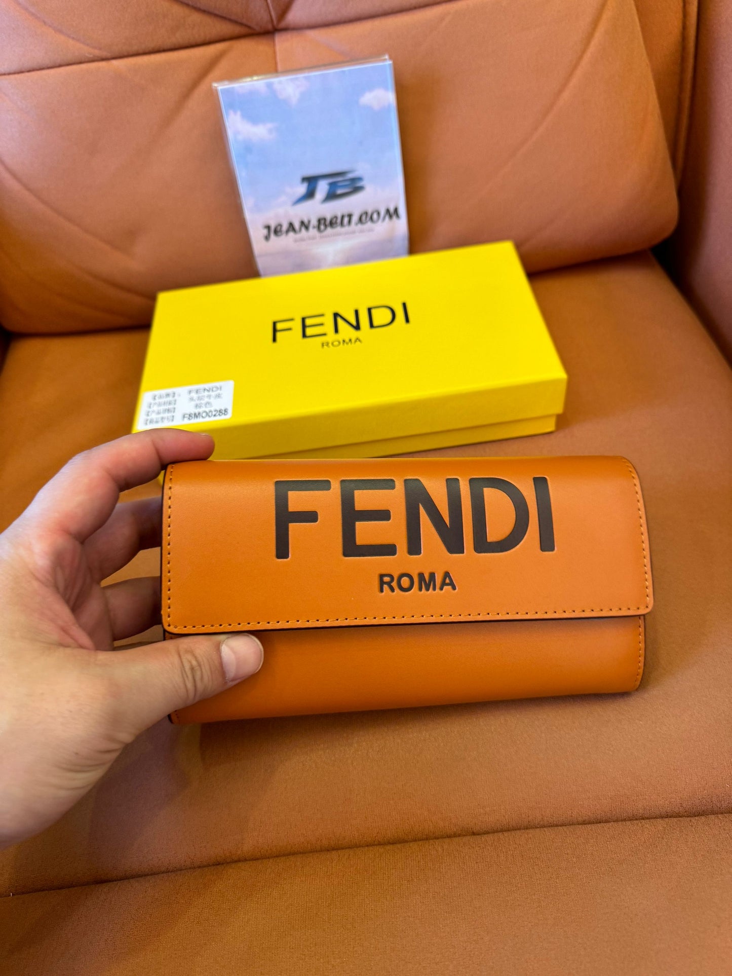 Fendi Roma long leather wallet – camel brown