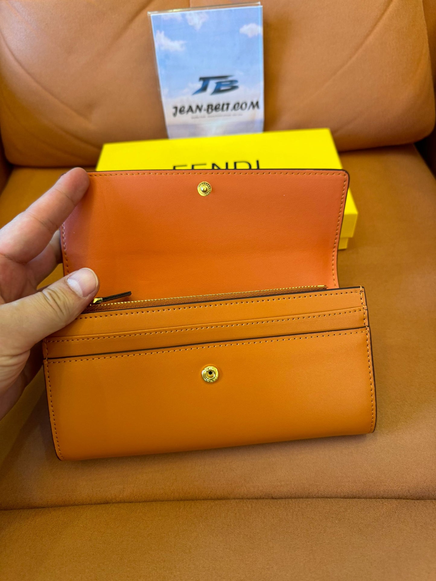 Fendi Roma long leather wallet – camel brown