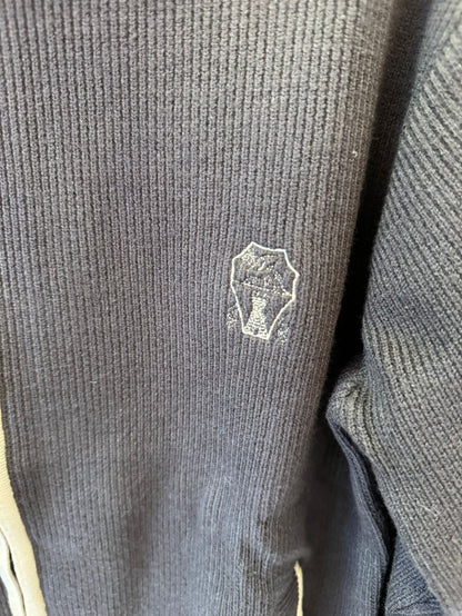 Brunello Cucinelli Navy Blue Ribbed Knit Full-Zip Cardigan