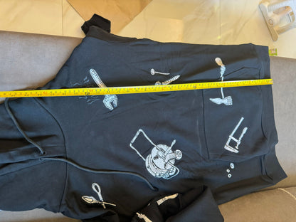 Moletom grande preto Louis Vuitton com bordado de ferramentas artísticas