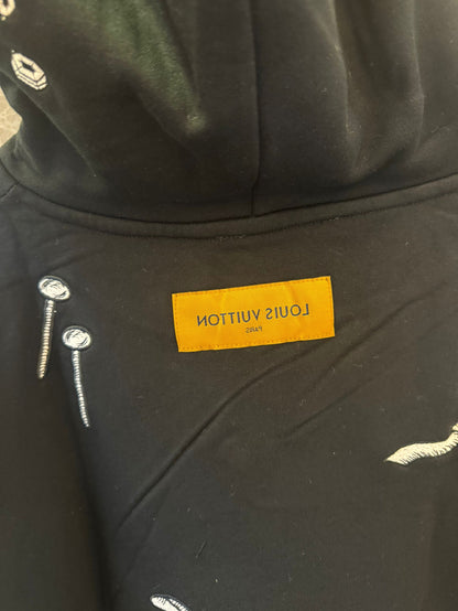 Moletom grande preto Louis Vuitton com bordado de ferramentas artísticas