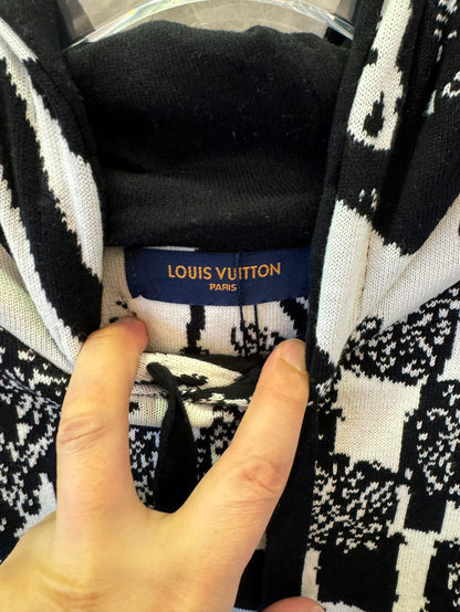 Sudadera con capucha gráfica en blanco y negro de Louis Vuitton
