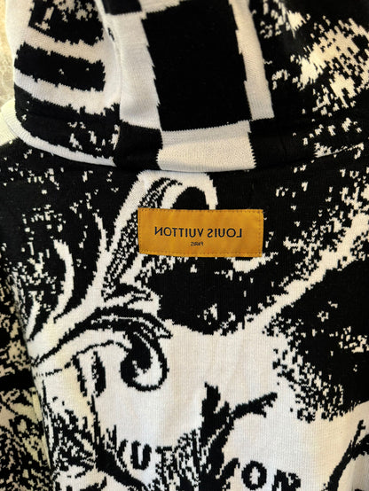 Sudadera con capucha gráfica en blanco y negro de Louis Vuitton