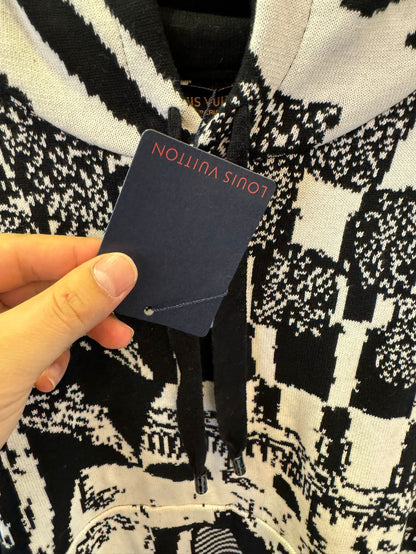 Sudadera con capucha gráfica en blanco y negro de Louis Vuitton
