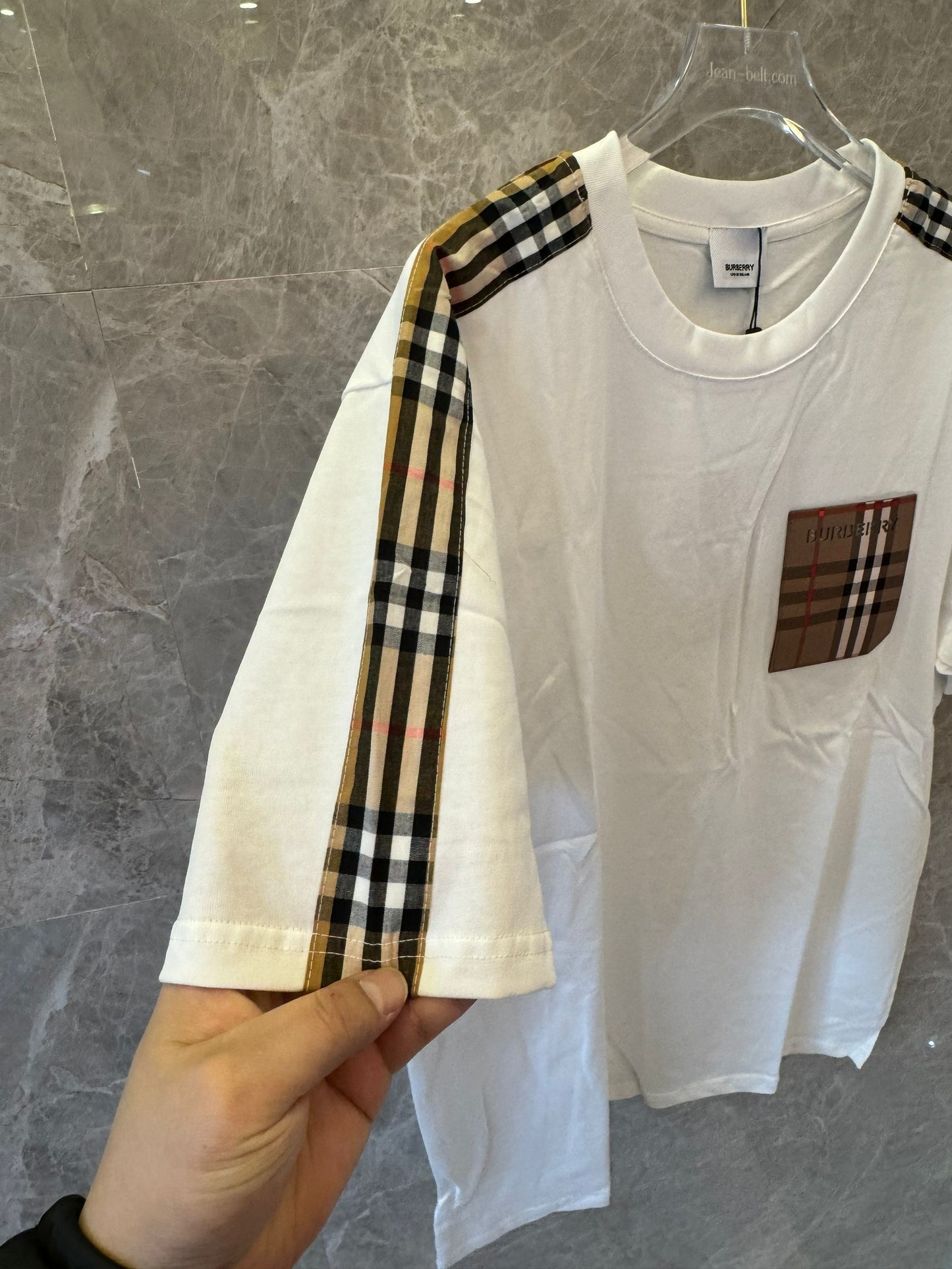 Burberry Men's T-shirt with Check Details