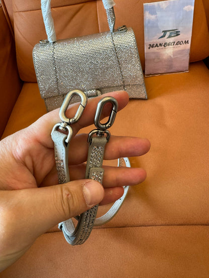 Sac Hourglass XS Balenciaga avec strass