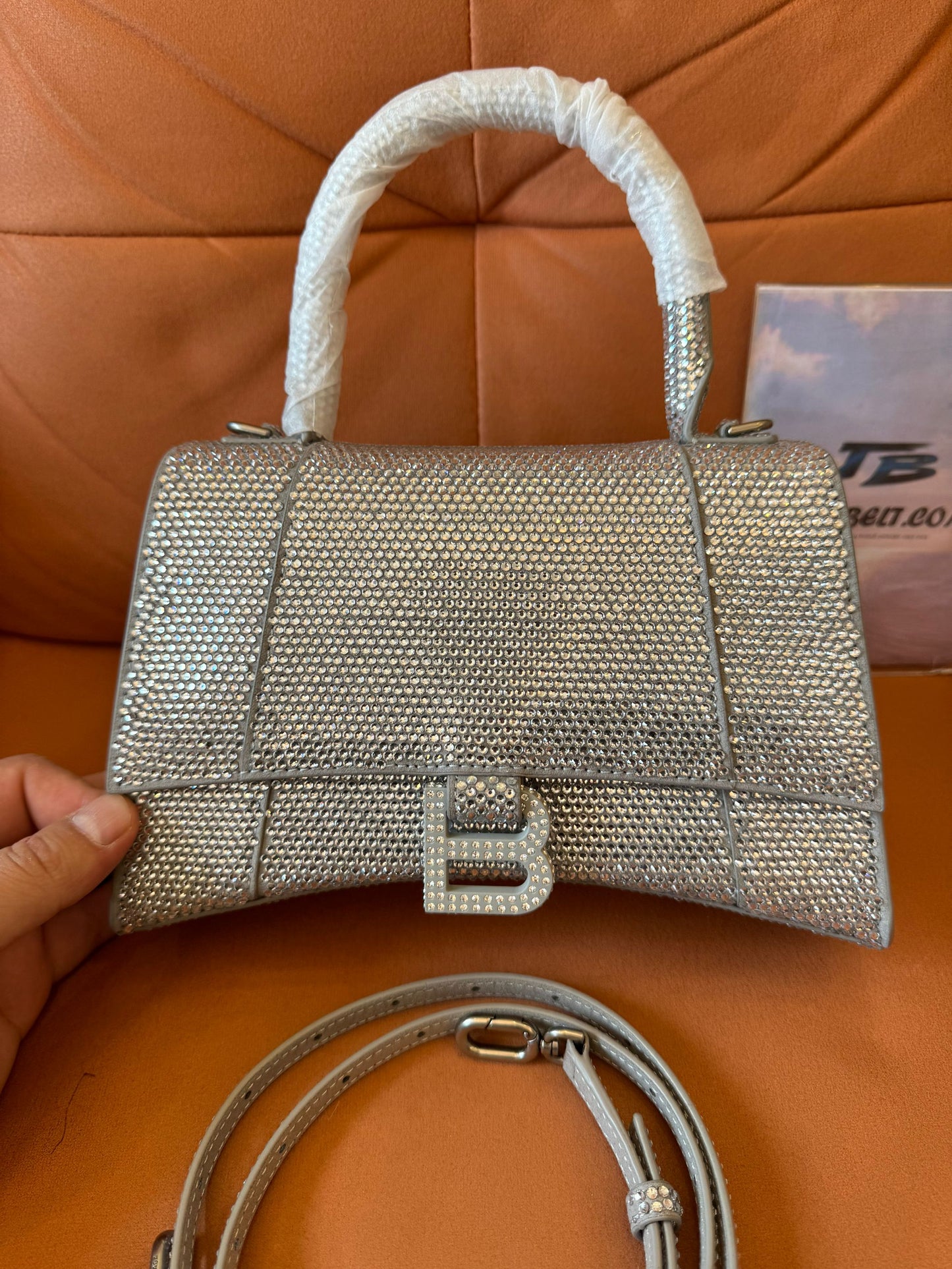 Sac Hourglass XS Balenciaga avec strass