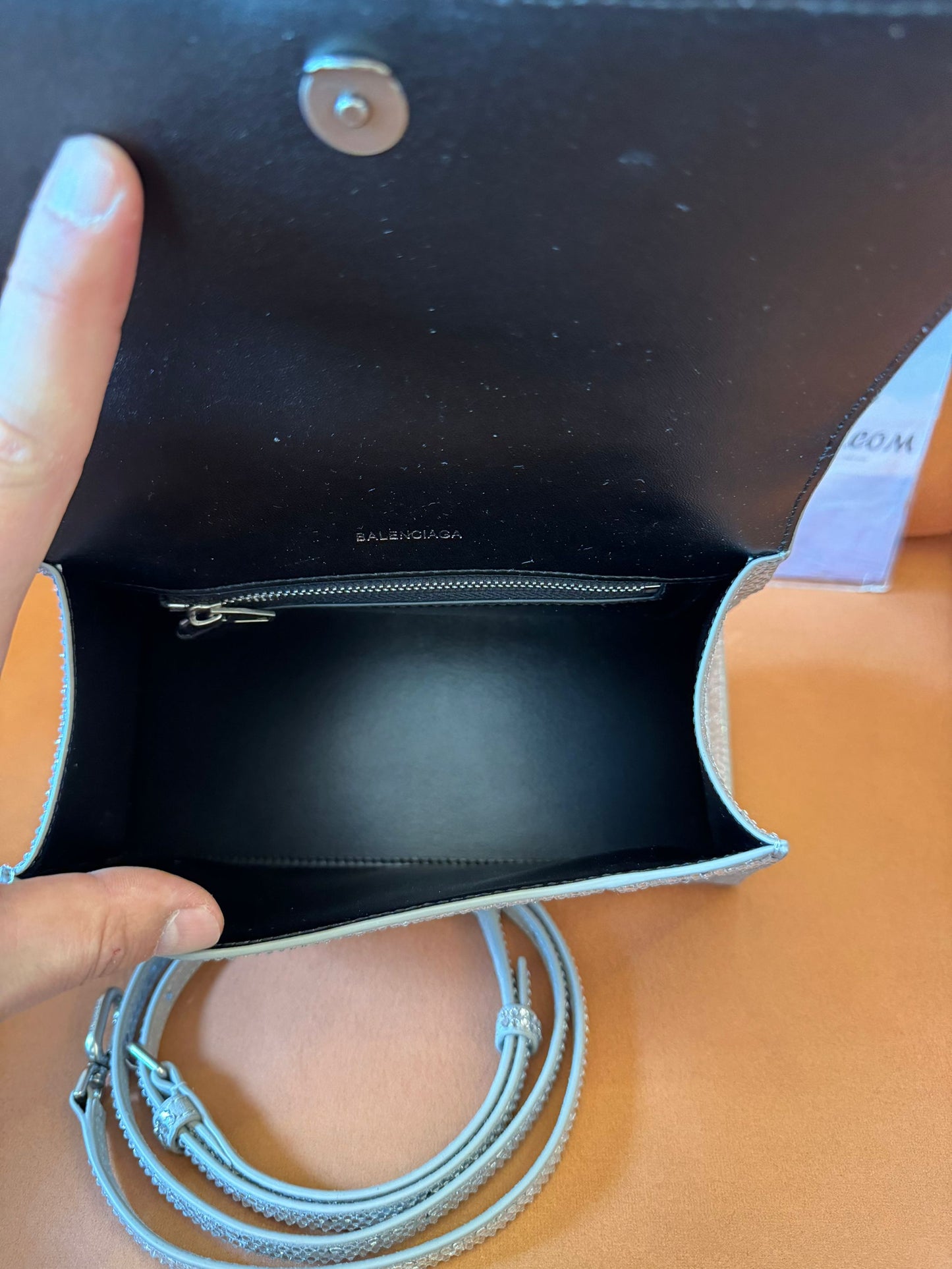 Sac Hourglass XS Balenciaga avec strass