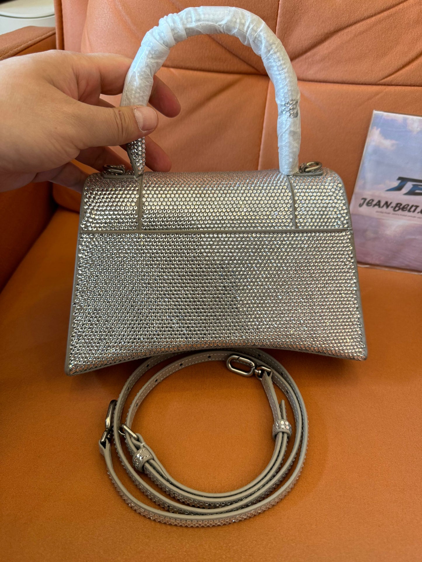 Sac Hourglass XS Balenciaga avec strass