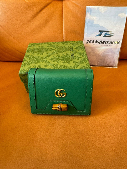 Carteira Gucci Bamboo 1947 GG – verde esmeralda