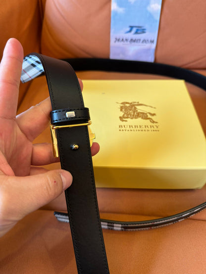 Burberry Vintage Check Canvas Belt with Gold TB Logo