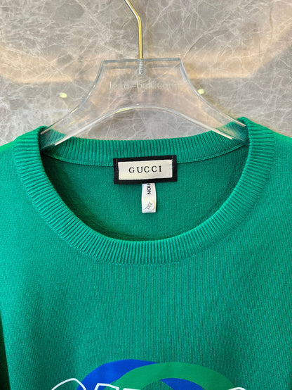 Suéter de malha com logotipo verde da Gucci