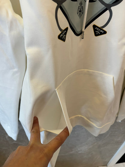 Sudadera con capucha y logotipo blanco de Prada