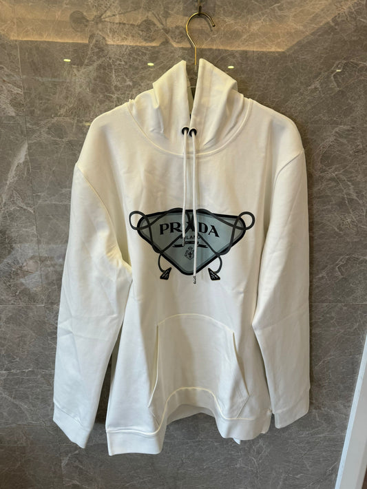 Sudadera con capucha y logotipo blanco de Prada