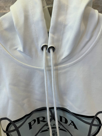 Sudadera con capucha y logotipo blanco de Prada
