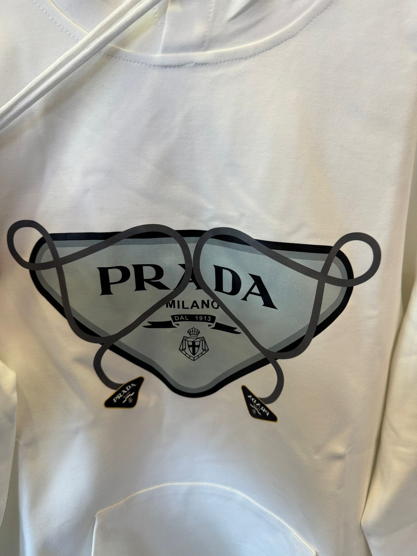 Sudadera con capucha y logotipo blanco de Prada