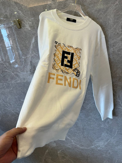Sudadera blanca con estampado del logotipo de Fendi