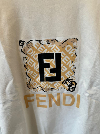Sudadera blanca con estampado del logotipo de Fendi