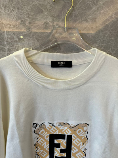 Sudadera blanca con estampado del logotipo de Fendi