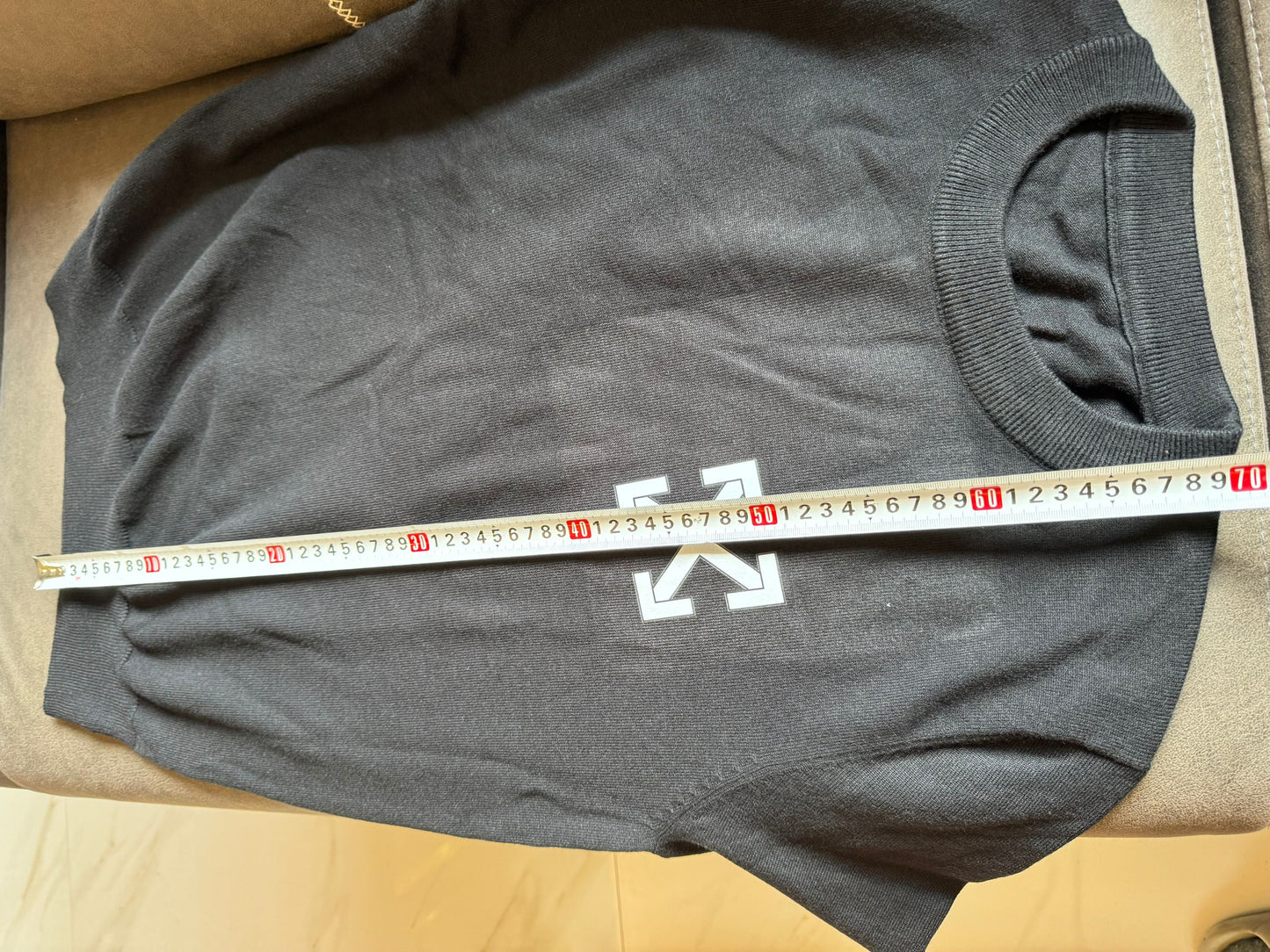 Off-White black crewneck sweater with arrows logo