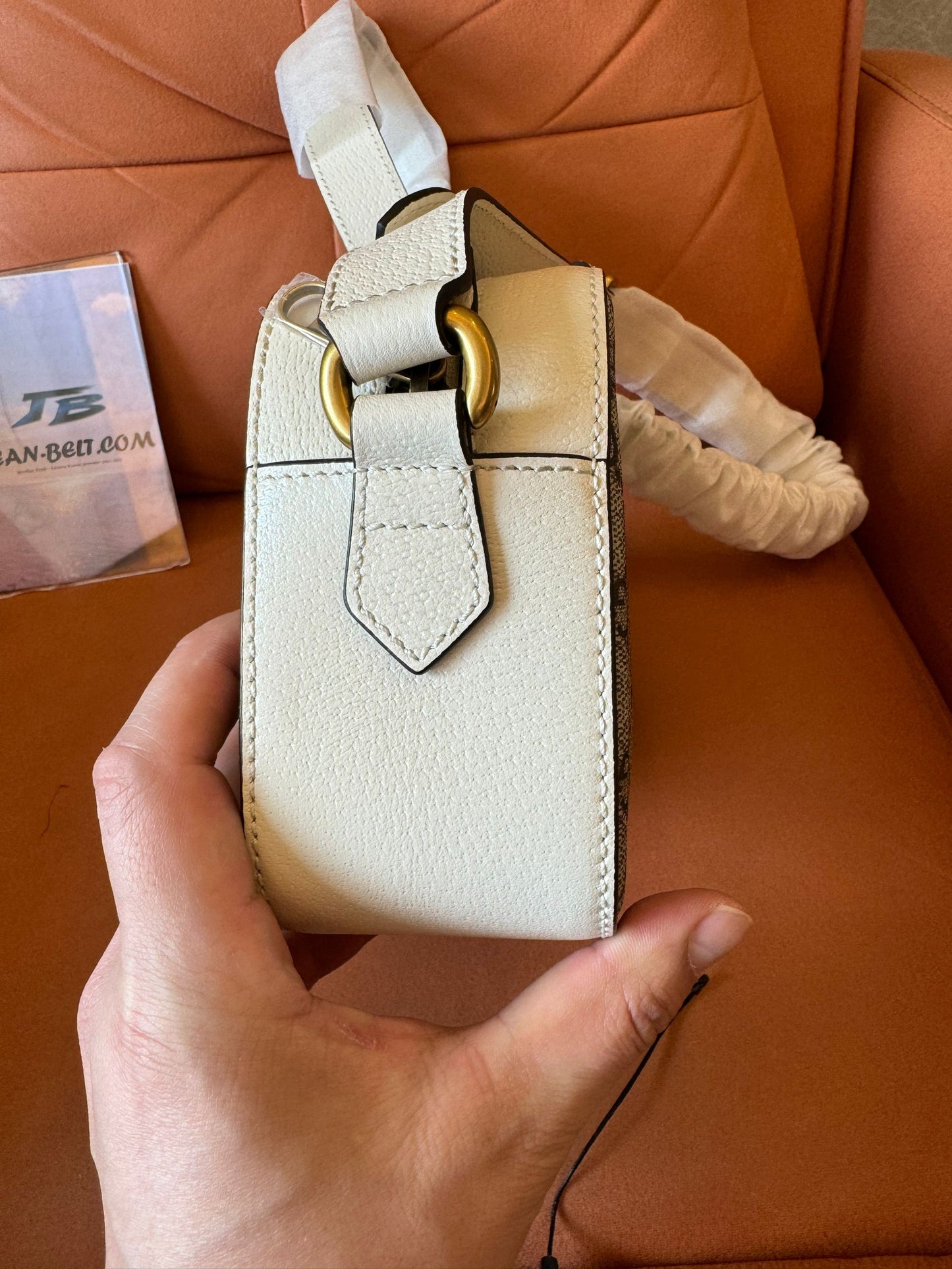 Sac photo Gucci gg supreme monogram en cuir de veau texturé petit ophidia beige ébène