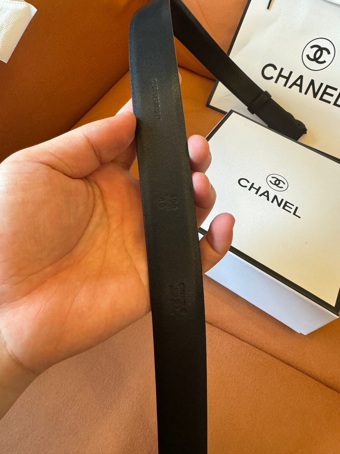 Chanel Black Leather Belt with Matte Double C Buckle