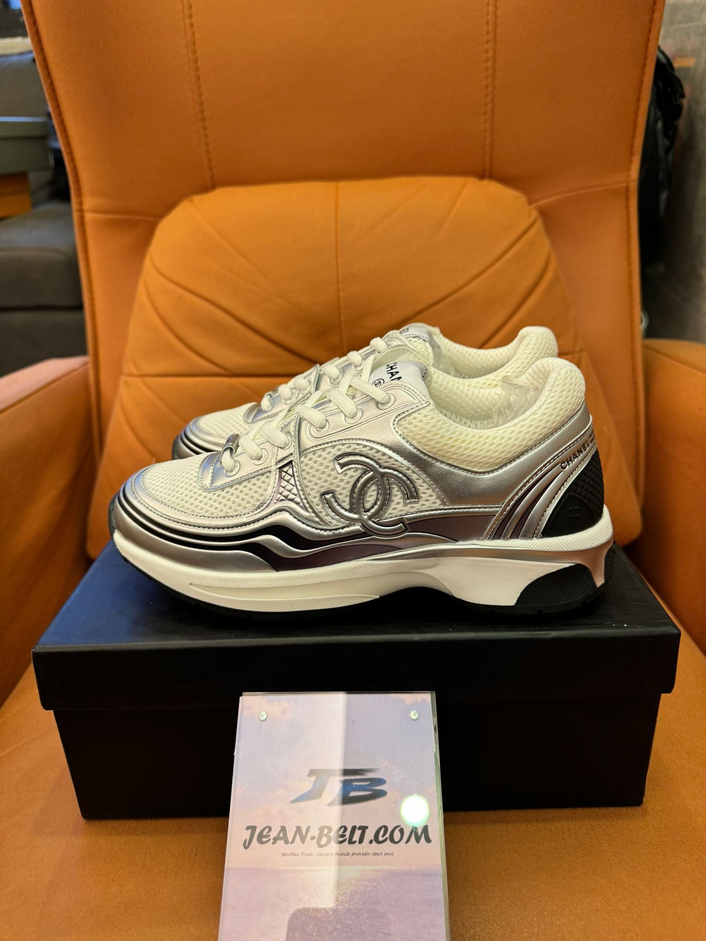 Chanel Mesh & Metallic Leather Sneakers