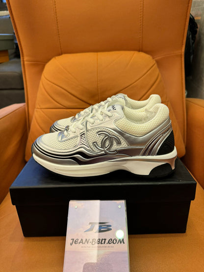 Chanel Mesh & Metallic Leather Sneakers