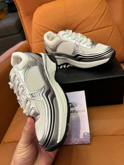 Chanel Mesh & Metallic Leather Sneakers