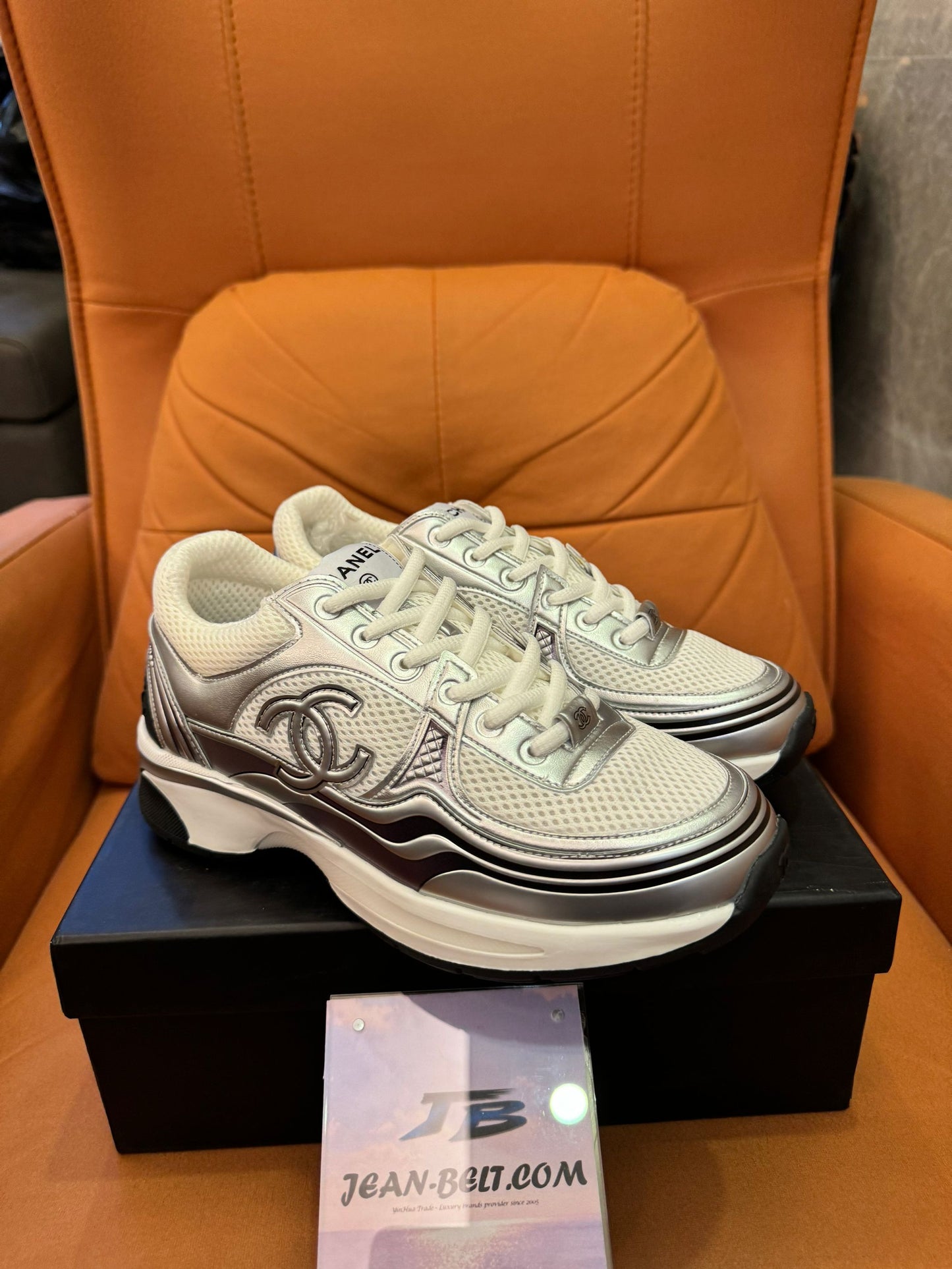 Chanel Mesh & Metallic Leather Sneakers