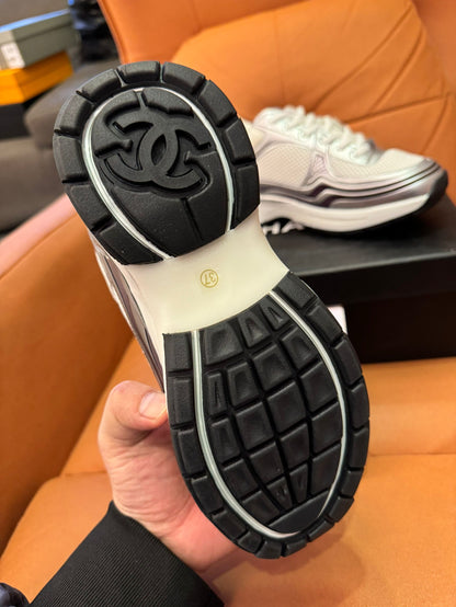 Chanel Mesh & Metallic Leather Sneakers